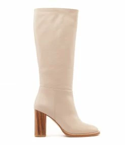 ATELIER CONTENT Bottes Selina Cuir Beige Clair