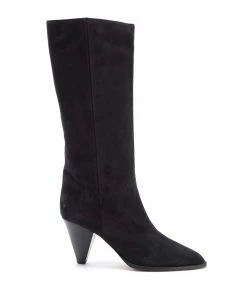 ISABEL MARANT Bottes Rouxy Veau Velours Noir Délavé
