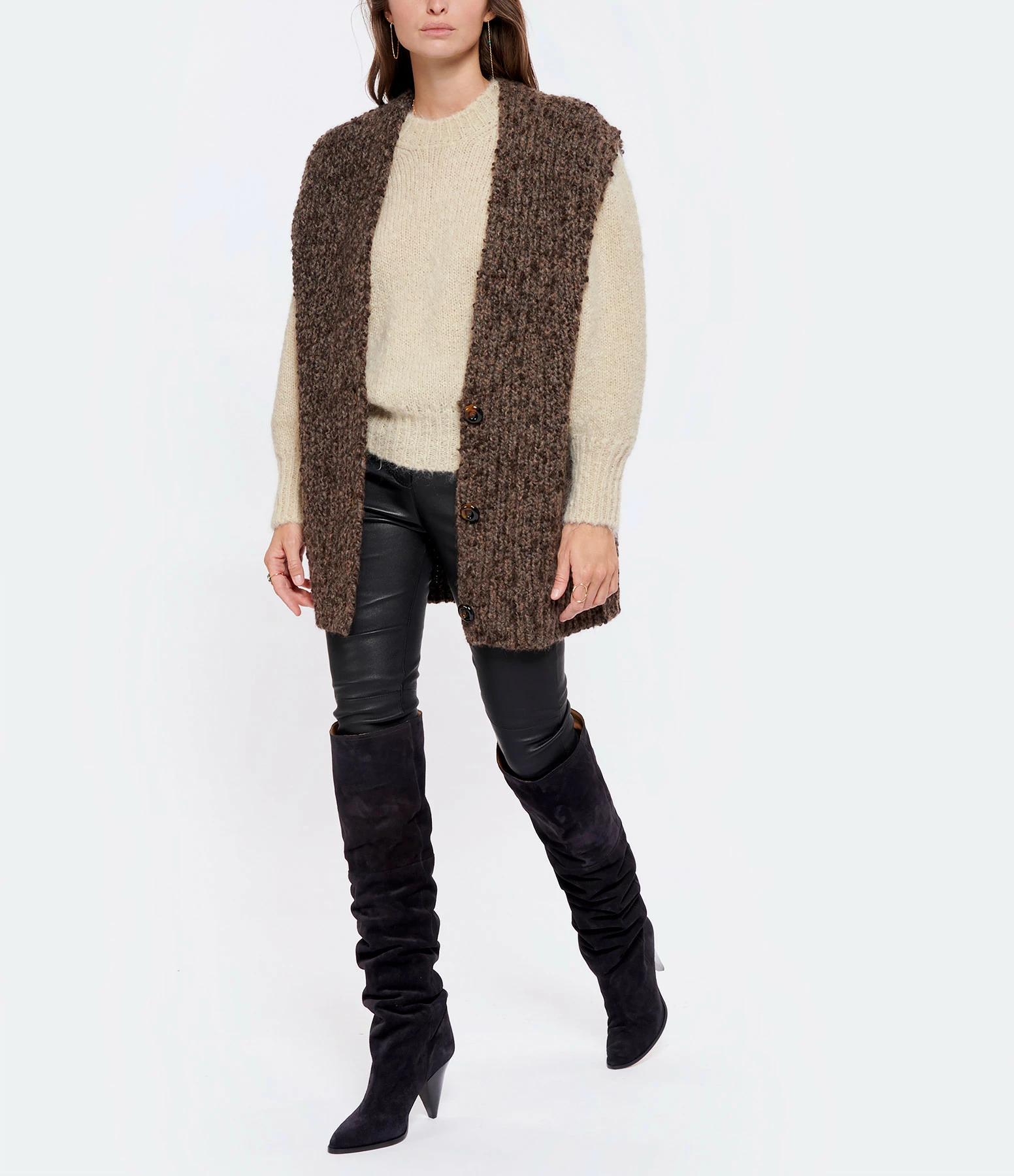 ISABEL MARANT Cuissardes Riria Veau Velours Noir Délavé 8 ISABEL MARANT Cuissardes Riria Veau Velours Noir Délavé - Image 6