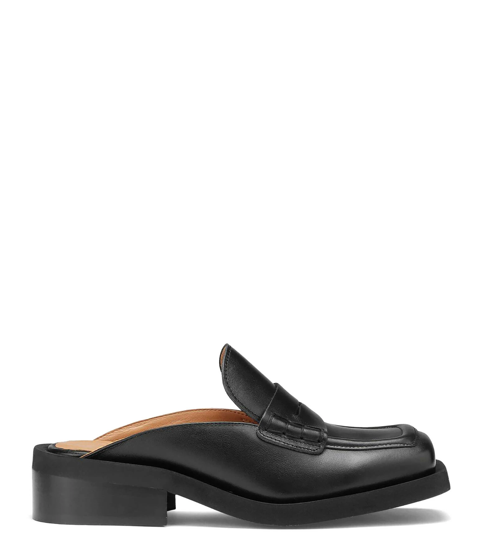 GANNI Mules Mocassins Cuir Noir 3 GANNI Mules Mocassins Cuir Noir