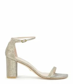 JEANNE VOULAND SHOP 5 STUART WEITZMAN Sandales Amelina Block Cuir Platinum