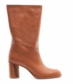 ATELIER CONTENT Bottines Virgina Cuir Cognac