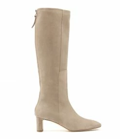 AEYDE Bottes Taylor Cuir Suédé Beige Stone