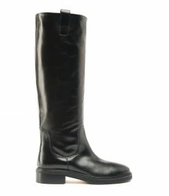 AEYDE Bottes Henry Cuir Noir